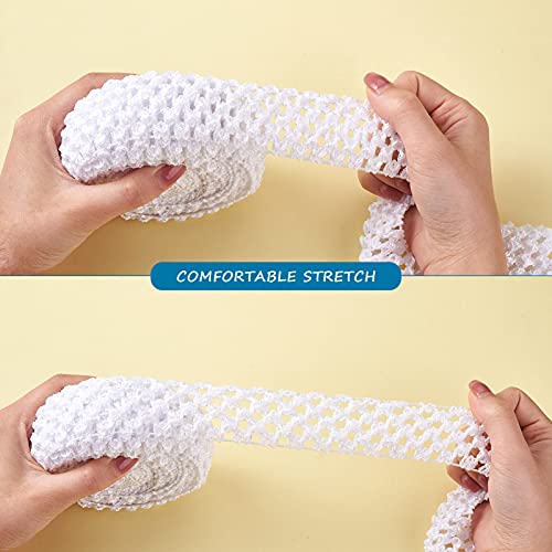 PandaHall 11 Yards Elastic Crochet Headband Ribbon 40mm 55mm White Crochet Stretch Trim Ribbon Polyester Elastic Ribbon for Hair Accessories Tutus Dress - Image 3