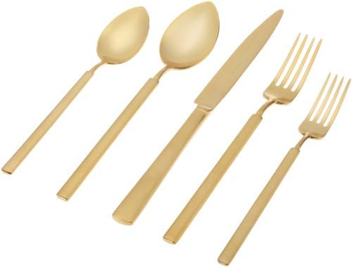 Herdmar "Vintage Brushed Gold" 18/10 Stainless Steel 5-Piece Place Setting