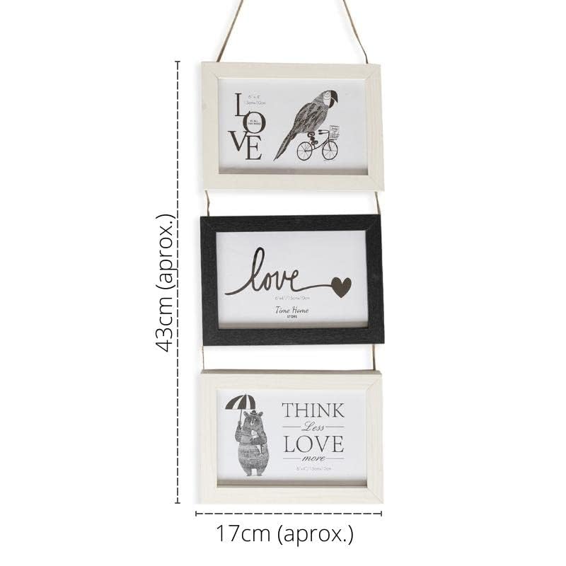 Portafoto Multiplo Da Parete In Legno – Striscia Per 3 Foto 10x15 Cm In Verticale, Ideale Per Decorazione Casa E Ricordi (Retro)