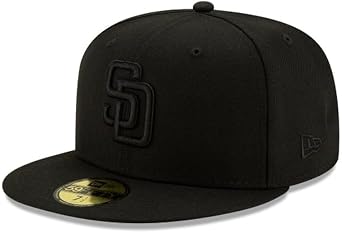 New Era MLB 59FIFTY San Diego Padres Black on Black Authentic Collection Fitted On Field Baseball Cap Hat