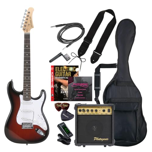 PhotoGenic 　エレキギター レッド Amazon | Photogenic フォトジェニック エレキギター STタイプ レッド