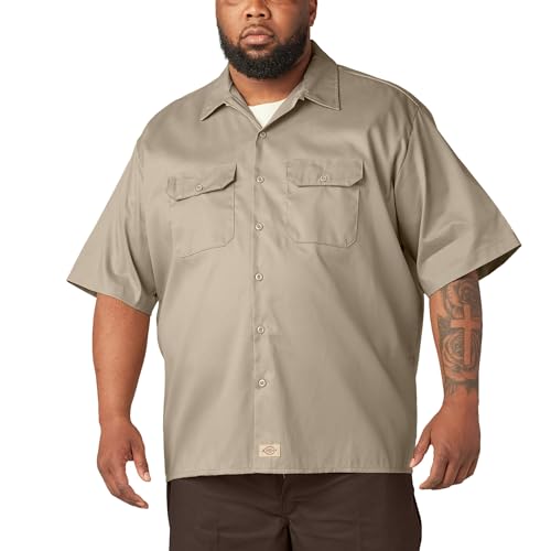 Image of Dickies Men's Short Sleeve Flex Work Shirt - Mechanic & Construction Button Down Shirt, Durable Twill