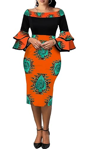Image of Xinlees Women's Bodycon Pencil Dress Sexy Short Ruffles Sleeve Clubwear Basic Fitted Outfits Casual Midi Dresses