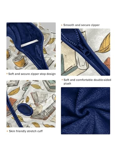 Vibrant Books with Cup Girls Fleece Jacket Girls Fall Jacket Boys Coats Zip Up Hoodie Children Sherpa Warm Outerwear 2-10T3