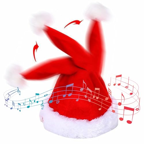 AVZYARDY Elektrische singende Weihnachtsmann-Mütze, tanzende...