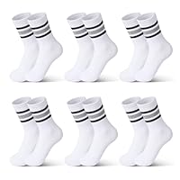 Auranso 6 Pairs Boys Socks Kids Sports Crew Socks Cotton Athletic Socks for Age 10-14 Years White