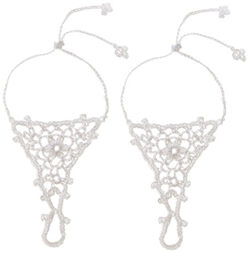 Jefferies socks big girls' summer crochet barefoot sandal, white,…