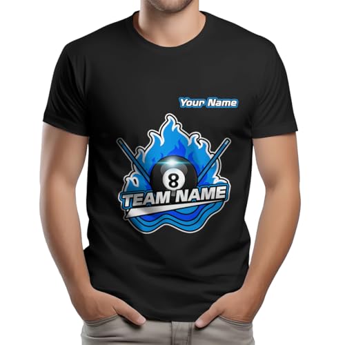 Personalized Billiards Team T-Shirt with 8 Ball Design, Billiards Tshirt for Men Women Billiard Pool Player B3 Black2