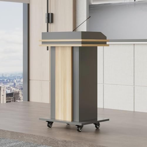 NYHGOXM 演台 表彰台 演説台 キャスター付き スタンディングデスク 引き出し付き 頑丈な商業表彰台 移動便利 セレモニーデスク 司会者台 表彰テーブル ホームオフィス、レクチャーホール、会議、バルコニー、書斎用 (A,キャスター付き) (キャスター