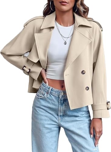 Trench-coat décontracté court femme veste élégante printemps automne