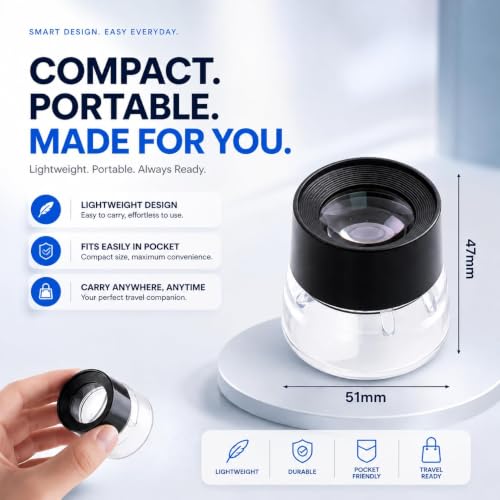 Image of Handheld Monocular Enlargement Lens Portable HD Loupe for Reading,Maps, Jewelry Appraisals, Stamps Reading Magnifier (10X Magnifying Glass)