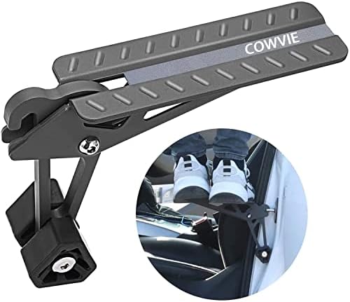 COWVIE Foldable Car Door Step Stand Pedal - Access to Vehicle's Top Roof Both Feet Stand Pedal Ladder for Most SUV Truck Jeep Black (Fit F150)