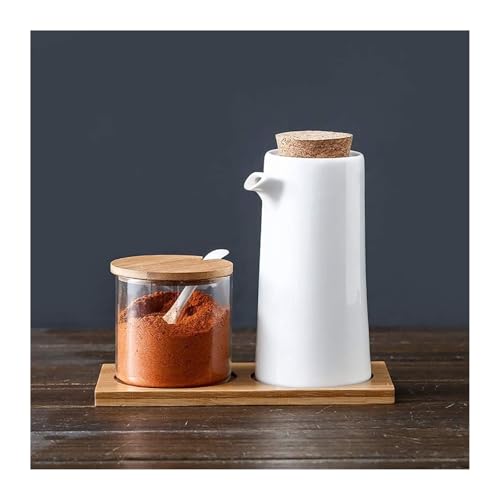 Dispensador de aceite de oliva, botella de cerámica blanca con dispensador de aceite de oliva, vinagre, vertedor de soja, dispensador de líquido de cocina, dispensador de especias, botella de aceite