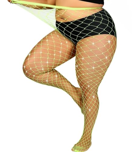 Image of Plus Size Fishnet tights Glitter stockings Sparkly Pantyhose Leggings for women-Big Mesh