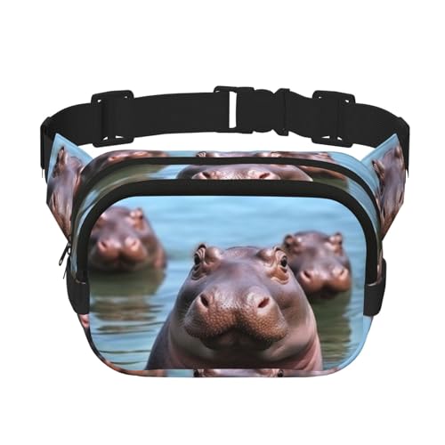 Niedliche Hippos Bauchtasche, verstellbare Umhängetasche, große Hüfttasche, Reisegürteltasche, Unisex, Bauchtasche