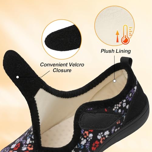 Image of LeIsfIt Womens Slippers Wide Diabetic Shoes Adjustable Arthritis Edema House Shoes Indoor Outdoor Slippers