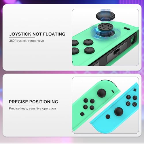 Manette Switch L/R sans fil compatible avec Switch, Lite et OLED en coloris vert et bleu