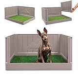 Dog Grass Pad with Tray, Indoor Dog Potty, Litter Box with High Walls, Artificial Grass for Dogs, Pee Pad Holder, Potty Training Tray with Reusable Turf Patch, for Apartments & Balconies