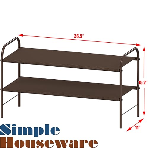 Image of Simple Houseware 2-Tier Shoe Rack Storage Organizer, Bronze
