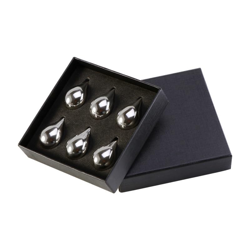 THE WHITE SHOP 6pcs Whiskey Stones, Stainless Steel Whiskey Chilling Rocks, Reusable Ice Cube for Drinking
