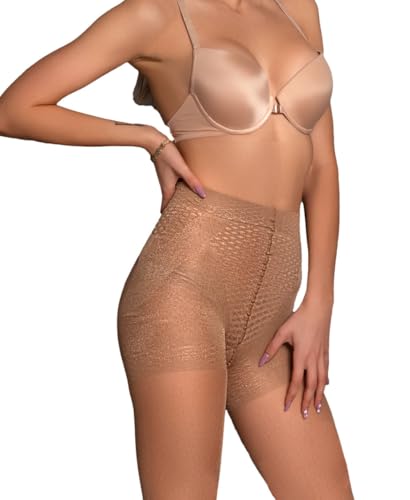 Image of Charm and Attitude Beige Shaping Tights | Butt Lift Slimming Pantyhose Stockings Nylons - Beige, S