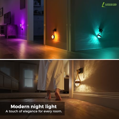 Image of L LOHAS LED Night Lights Plug Into Wall: 2 Pack Star Projector RGB Night Light with 10 Color Change, Dusk to Dawn Sensor, 330Rotating Globe Night Light for Bedroom, Hallway, Home Decor, Gaming Room