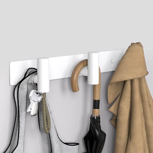 Image of VAEHOLD Hat and Coat Wall Mount Rack - Hooks for Robes, Bags, Keys, and Towels - Bathroom Towel Hanger Organizer (White, inchT inch Shape 3 Hooks 1 Pack)