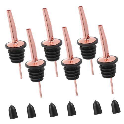Cabilock 6pcs Wine Pourers and Bottle Stoppers for Cocktails and Spirits for Home Use and Gifting