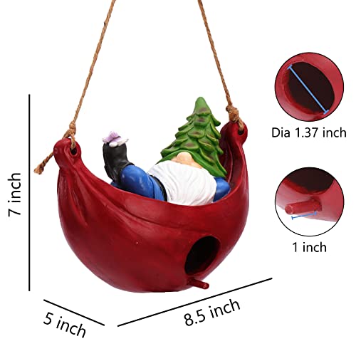 Bayn Bird House For Outside, Hanging Handcrafted Hammock Gnome Resin Outdoor Birdhouses Humming Bird, Bluebird, Wren, Camper Hanging Houses Nest Cage #TOP2