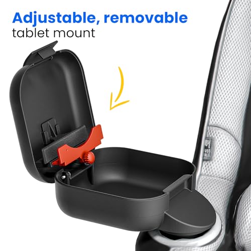 Image of Integral Kids Console for Car Seat - Upgraded Car Organizer for Kids Adjustable Tablet Mount - Car Seat Cup Holder Console with Storage Container - Roadtrip Essentials for Kids - Standard Base