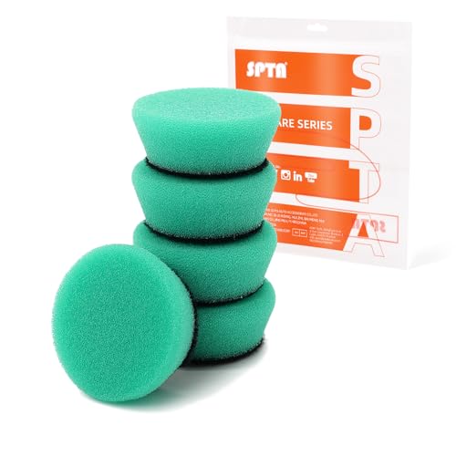Image of SPTA Green T120 Heavy-Cut Mini Polishing Foam Pad, 5Pcs 1.3inch /32mm Sponge Polishing Buffing Pads, Car Foam Detail Polishing Pad Kit for Car Detail Polishing, Small Area Polishing -FPTSS1G