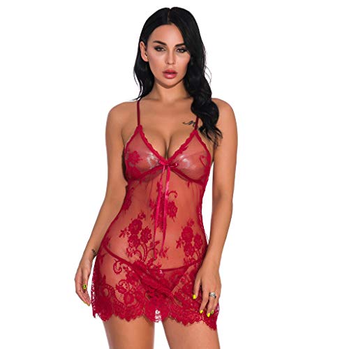 Yemenger Lace Babydoll Lingerie Sexy Mini Chemise Mesh Wedding Nightie Bridal Nightdress