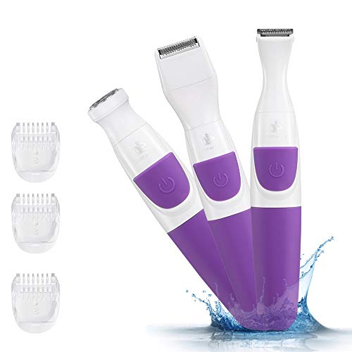 Bikini Trimmer for Women 3 in 1 Women Shaver Waterproof Electric Facial Hair Remover/Women Trimmer/Lady Shaver/Razors for Body, Face, Bikini Line Wet/Dry Use&Smooth Glide Technology