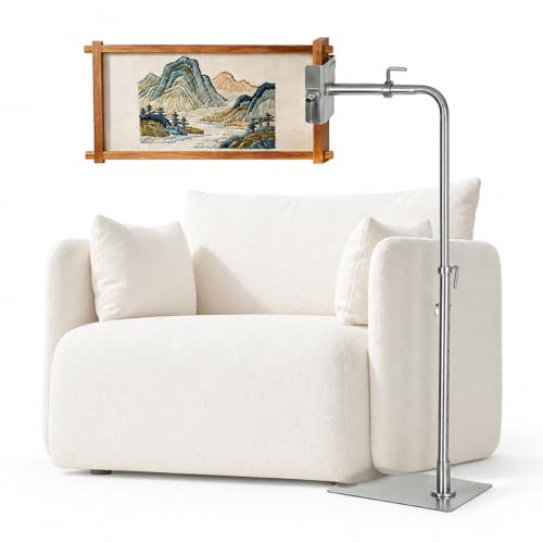 Workstand with Side Clamp for Lowery Stands 360 Adjustable Needlepoint Stand with Dual Anti Slip Pads Metal Embroidery Stand Frame Holder Fits Q Snap Frames and Scroll Rods up to 20 Wide