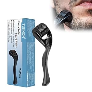 Dermaroller,Bartroller,Bartwuchs Roller,Bartroller 0.5mm,Microneedling Roller,Beard Roller,Bartroller Set,Bart Roller für Bartwachstum und Bartpflege,Derma Roller 0,5 mm für Gesicht und Körper,Schwarz