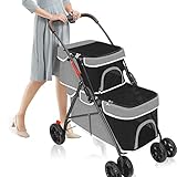 Dog Strollers for Small Dogs,Double Pet Stroller for 2 Small Medium Dogs Cats Folding Portable Cat S