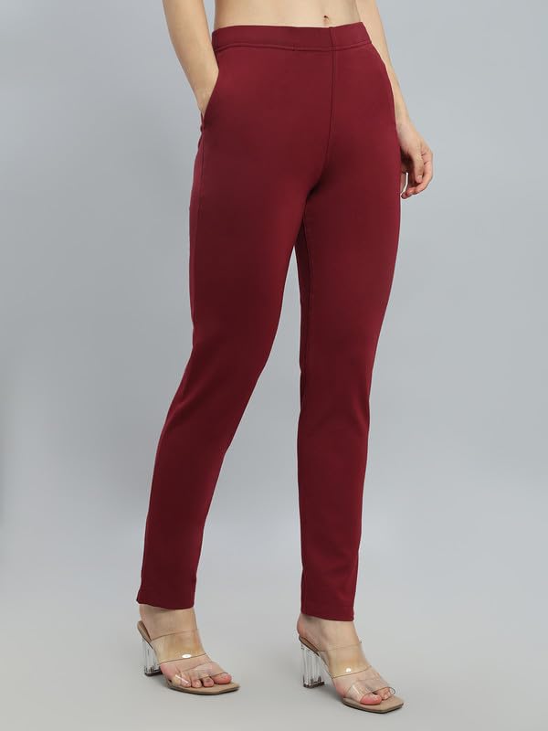 Image of GO COLORS Ponte Smart Kurti Pants Full Length for Women | Breathable, Mid Rise