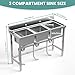 3 Compartment Stainless Steel Utility Sink, 51