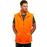 TrailCrest Mens High Visibility Safety Fleece Blaze Orange Hunting Vest W/Pockets for Construction,