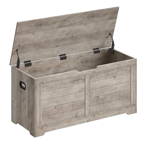 VASAGLE Farmhouse Storage Bench with 2 Safety Hinges