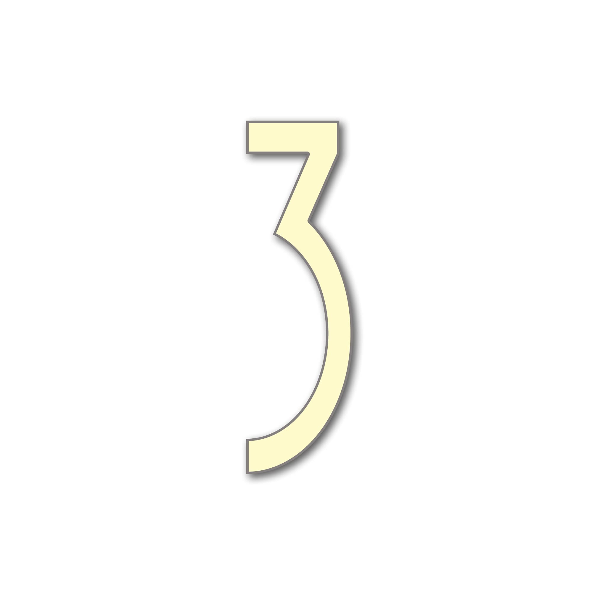 House Number 3 AVENIDA Door Numbers in 3 Sizes (15, 20, 25cm / 5.9, 7.8, 9.8in) Modern Floating House Number Acrylic incl. Fixings, Colour:Ivory, Size:25cm / 9.8'' / 250mm — image 1