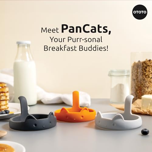 OTOTO PanCats Egg Ring Set of 3 - Silicone Egg Rings for Frying Eggs, Non Stick Fried Egg Cooker Ring, Cat Gifts for Cat Lovers, Cute Funny Kitchen Accessories Gadgets, Separator (Multicolor) by OTOTO - Image 3
