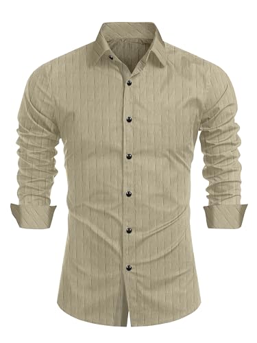 Image of Tailored Fit Men's Embossed Cotton Fabric with Long Sleeves Premium Casual Shirt for Men