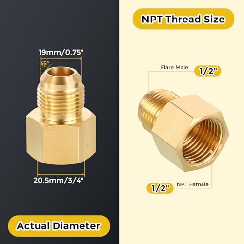 Adaptador de extensión hexagonal 1/2 NPT hembra a macho flare para grifo 3
