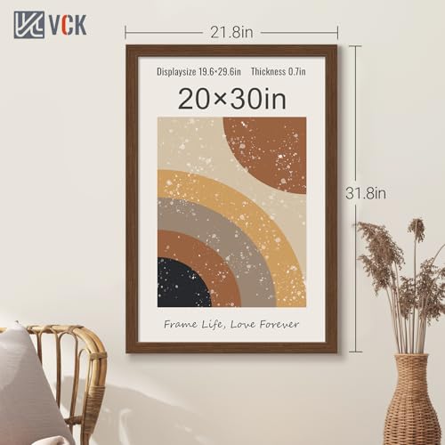 Image of VCK 20x30 Poster Frame Solid Wood brown 3 Pack Picture Frames 20 x 30 Inches with Wall Mounting Hanging
