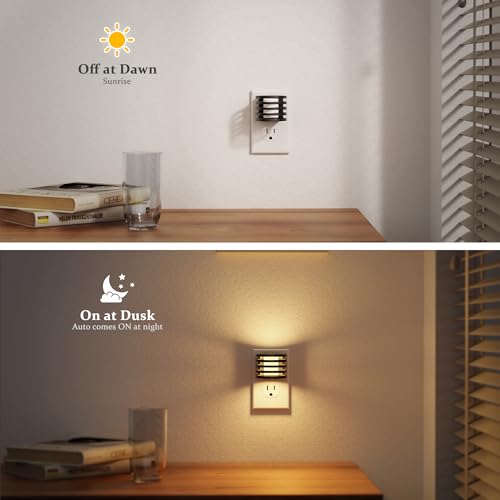 Image of JandCase LED Night Light, Night Lights Plug into Wall with Dusk to Dawn Sensor, 3 Colors Amber /3000K /5000K & 5 Brightness Levels, Adjustable Brightness Nightlight for Bedroom Bathroom Hallway, 2 Pack