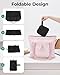 BAGSMART Women Foldable Tote Bag with Drawstring Storage Bag, Large Tote Bag Shoulder Bag Top Handle Handbag for Travel, Work, Beach, Gym, Shop, (Black)