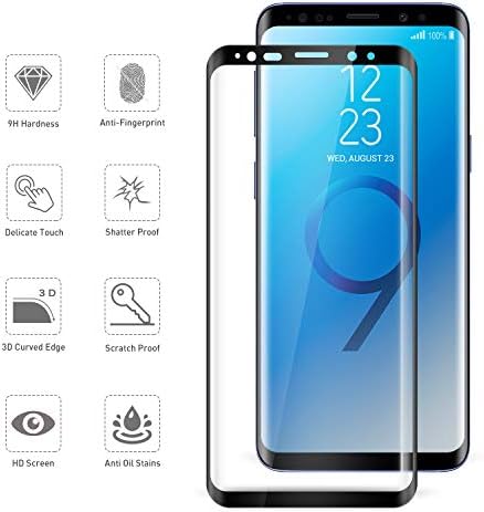 Tentoki Screen Protector Compatible with Samsung Galaxy S9, [2-Pack] HD Full Coverage Tempered Glass Screen Protector for Samsung Galaxy S9