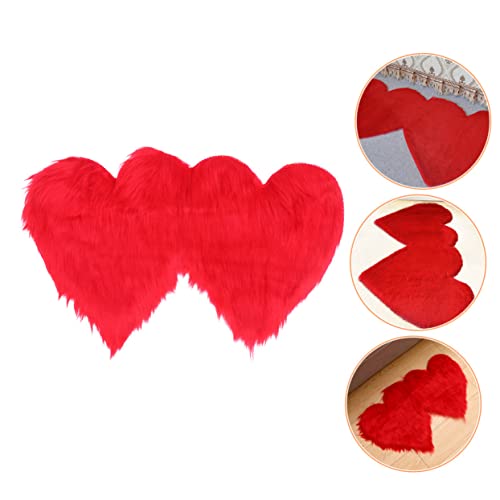 Tapis de sol intérieur doux en cœur rouge solide et lavable - 6