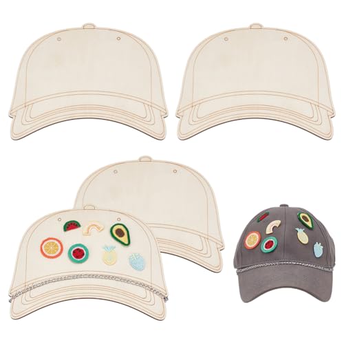 NBEADS 4 Pcs Unfinished Wood Hat Templates, 7.08x8.27Inch Trucker Cap Patch Template Hat Template Palette Create Personalized Hat Patches for Designing Your Own Special DIY Hat, Linen